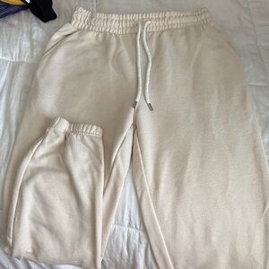 Forever 21 Cream Drawstring Sweatpants